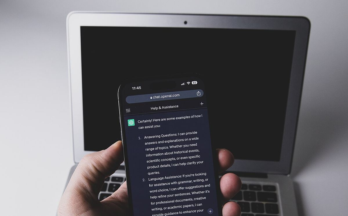 A phone with the ChatGPT app.