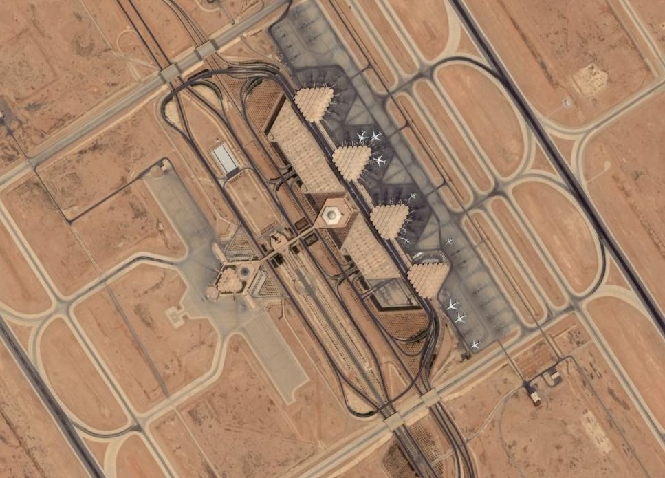 Satellite image of King Khalid International Airport, Riyadh.