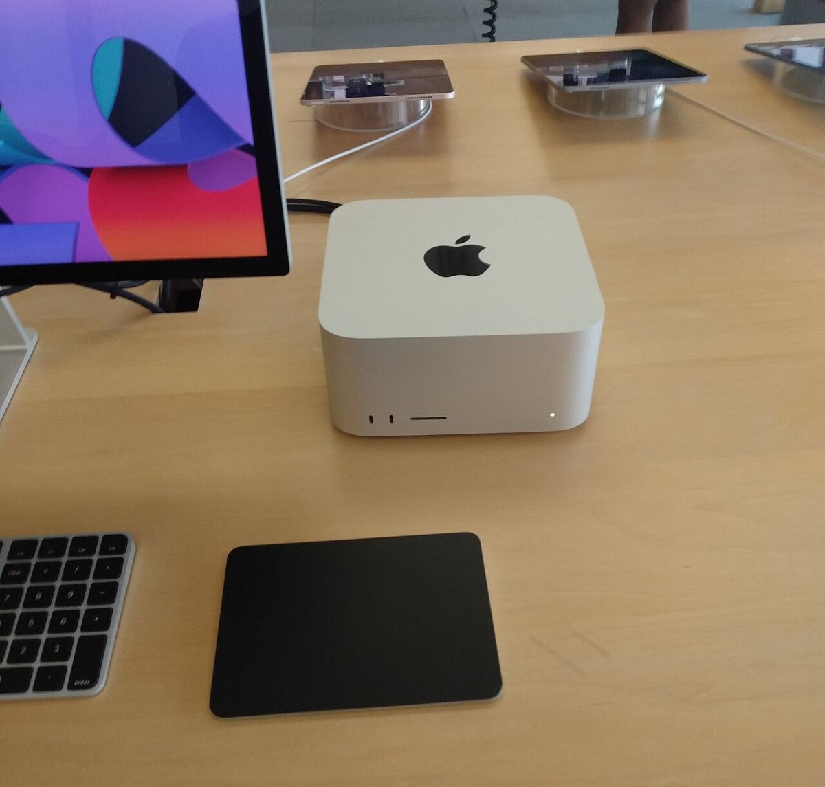 A Mac Studio at an Apple Store.