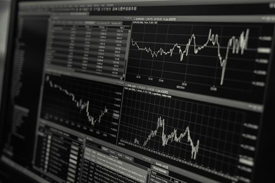 Un monitor con gráficos de datos.