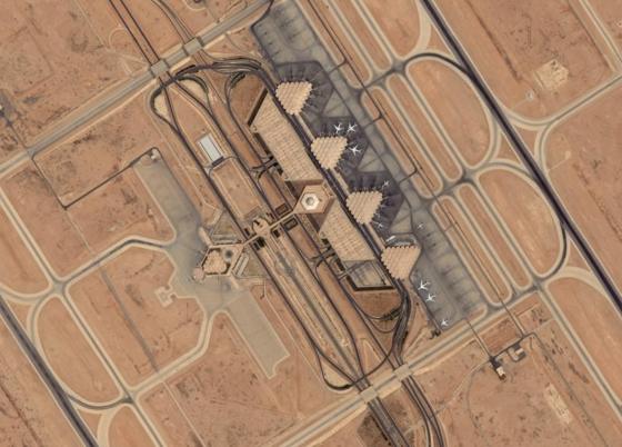 Imagen satelital del aeropuerto internacional Rey Jalid, en Riad.